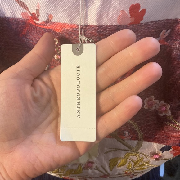 moulinette soeurs ANTHROPOLOGY embroidered size 14 navy blue A-line dress - Picture 5 of 12